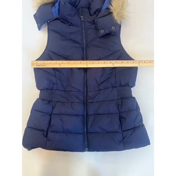 Banana Republic Faux Fur Puffer Quilted Winter Vest Blue Size Small - Picture 9 of 10
